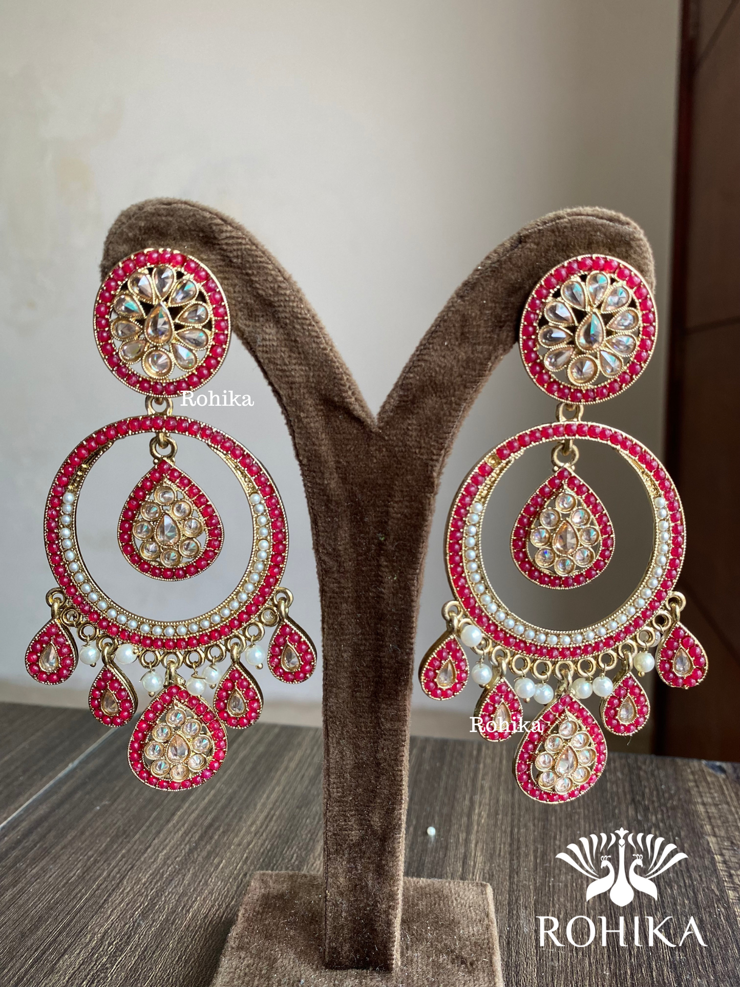 Sitara polki earrings - Red