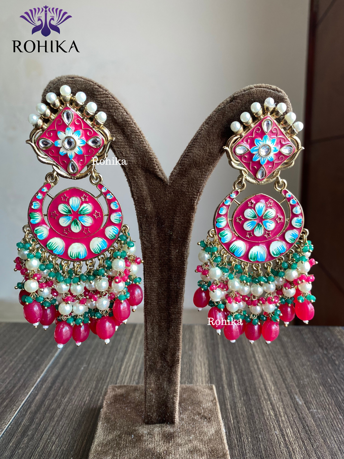 Rashmi meenakari earrings - Pink