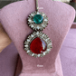 Siya doublet stone maangtikka - Dark green & red - Rohika Store