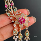 Aashvika American Diamond Earcuff Earrings - Mint Green And Pink