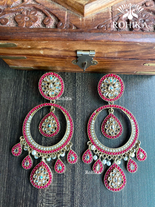 Sitara polki earrings - Red