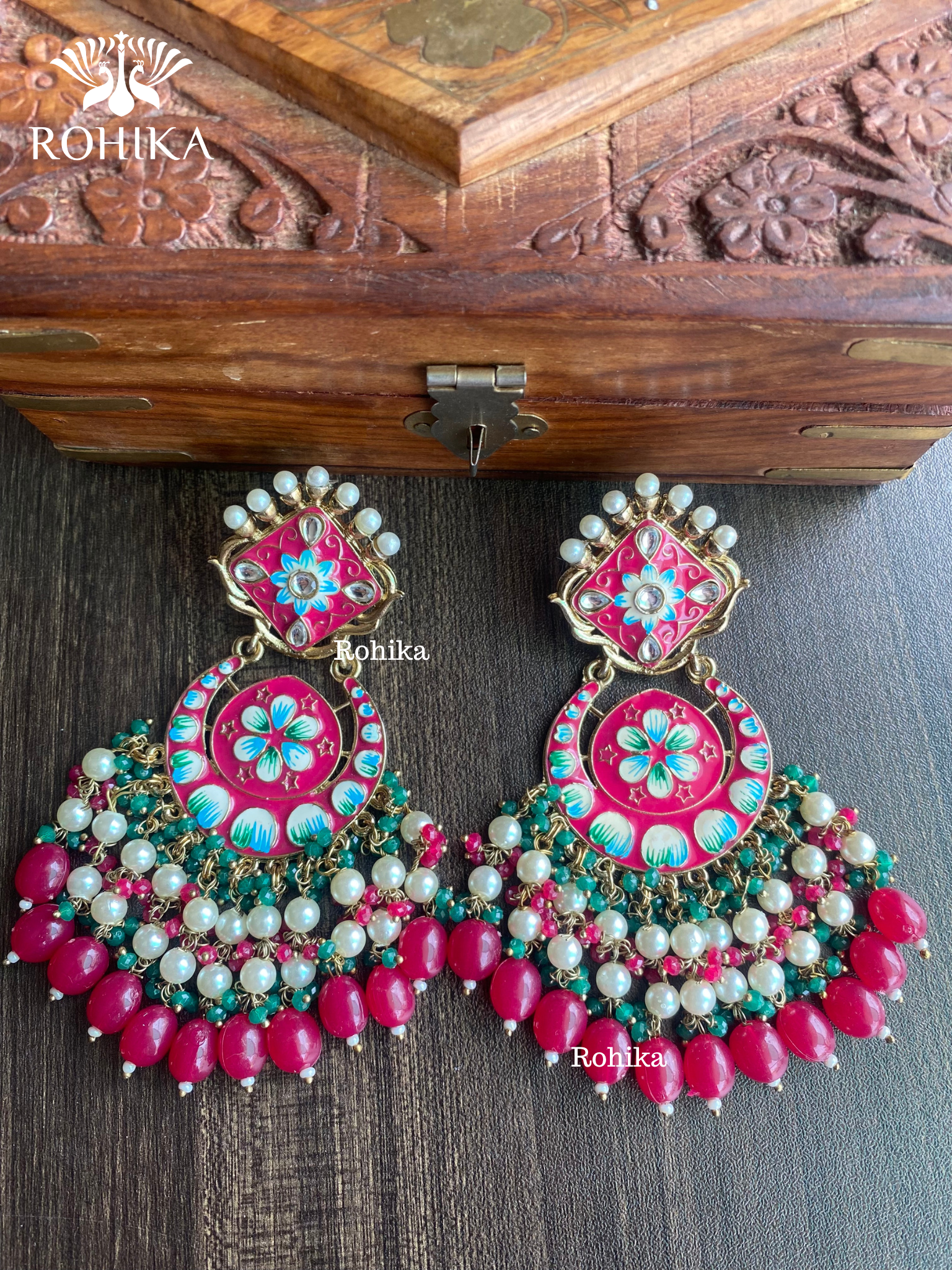 Rashmi meenakari earrings - Pink