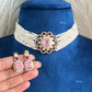 Akshita Moisanite Choker Set - Pink