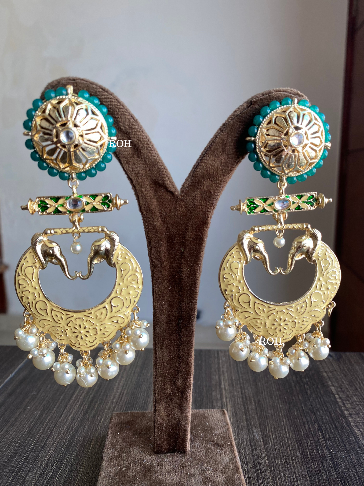 Gaja meenakari earrings - Yellow