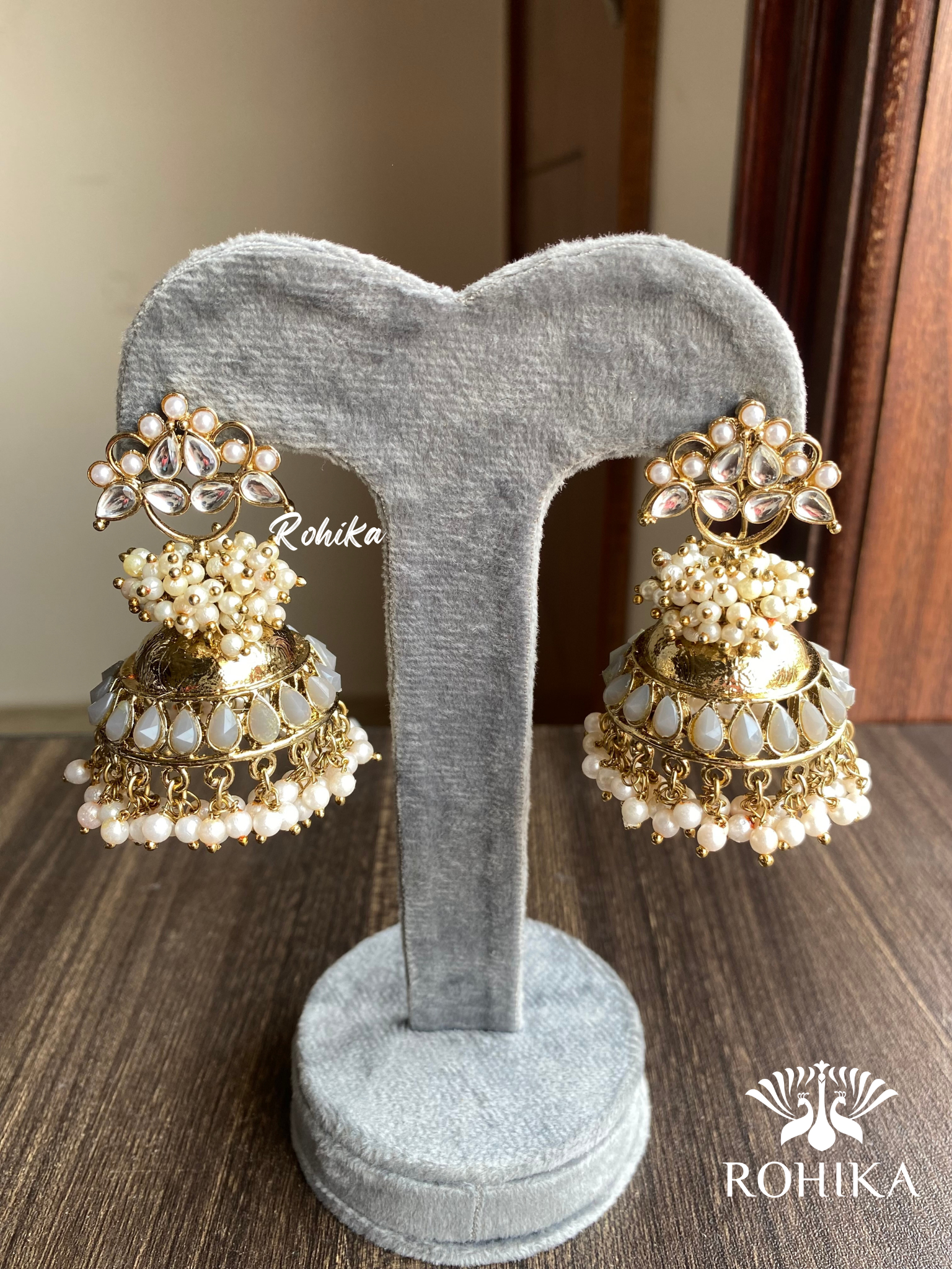 Isha jhumka earrings - Grey