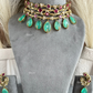 Floral choker set -  Ruby red & mint green