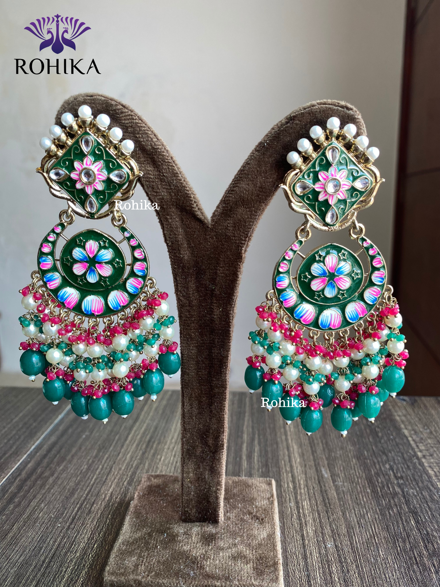 Rashmi meenakari earrings - Dark Green