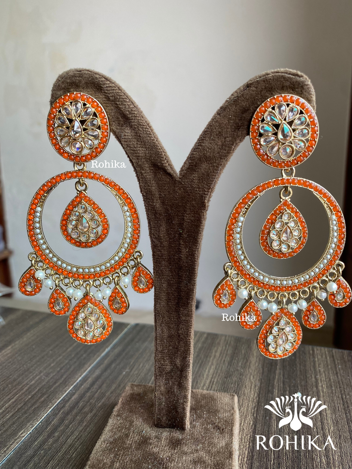 Sitara polki earrings - Orange