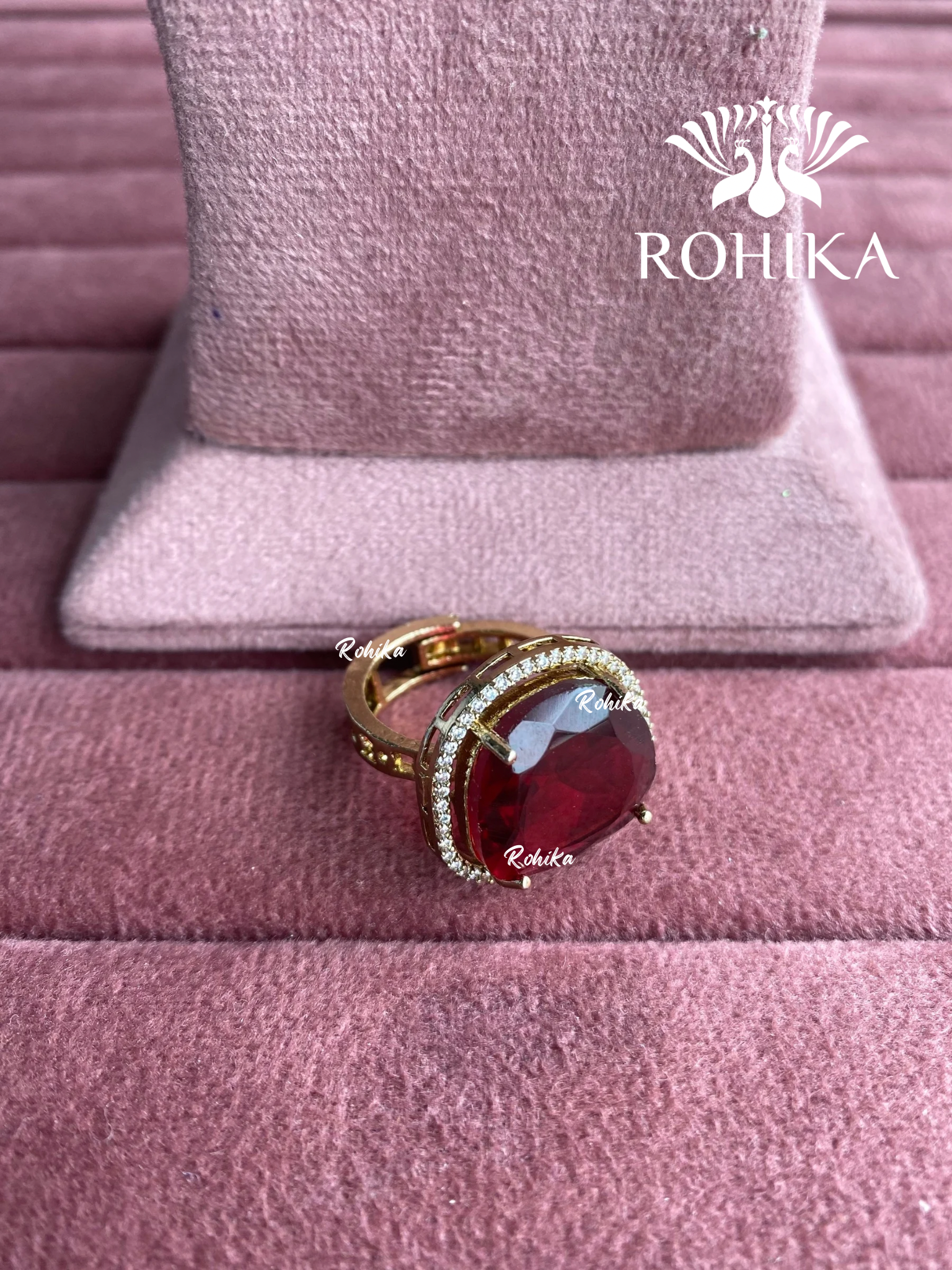 Angana polki kundan ring (SG-125) - Ruby red