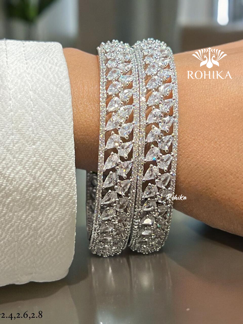 Beautifull american diamond bangles  -White 