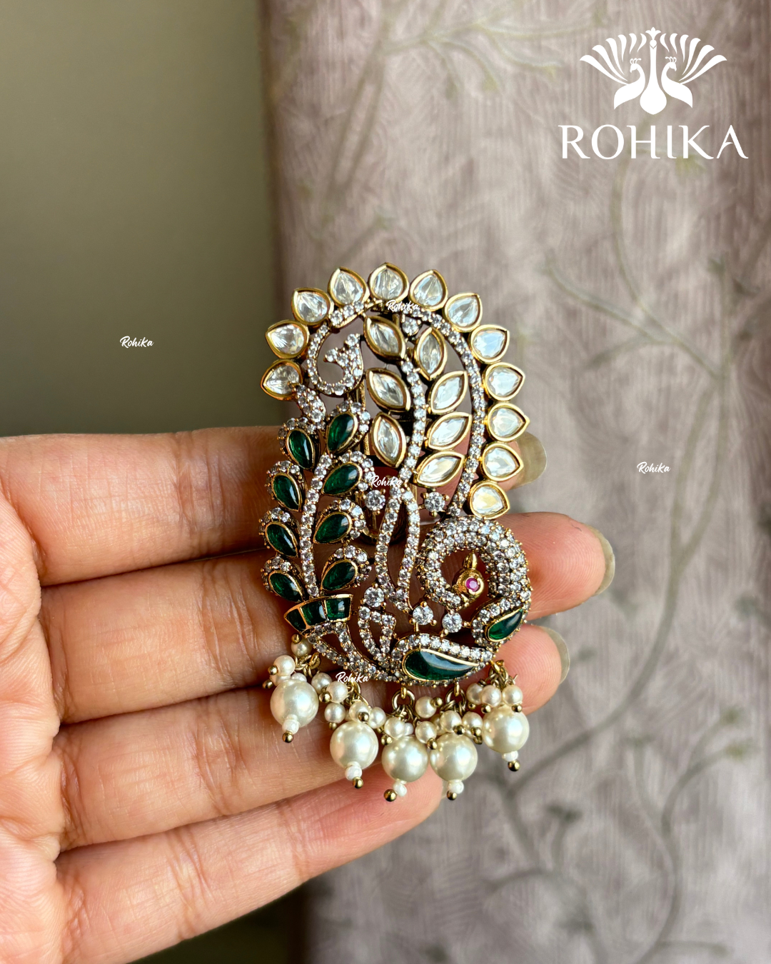 Moisanite kundan kalgi (NK-011) - Green
