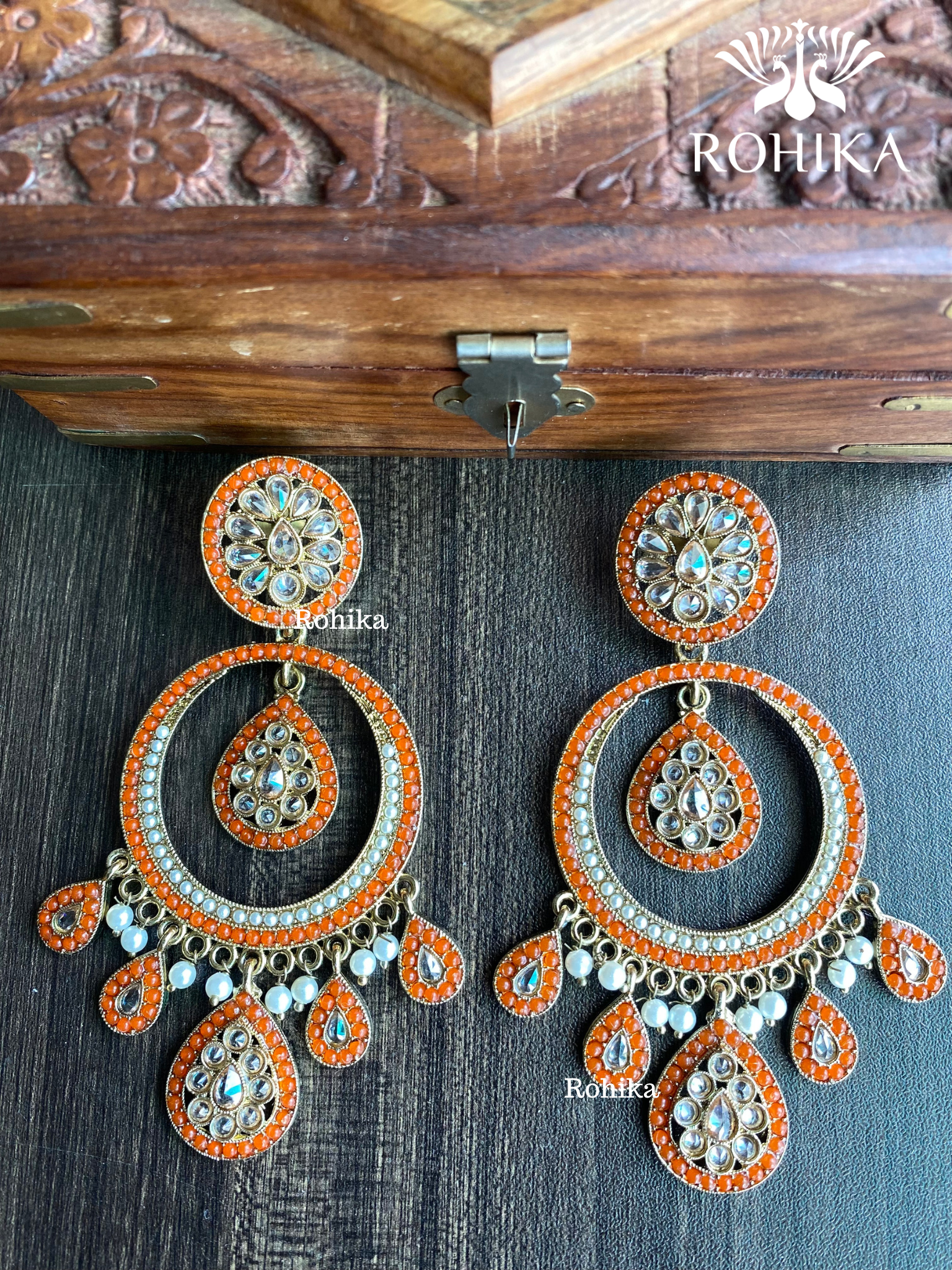 Sitara polki earrings - Orange