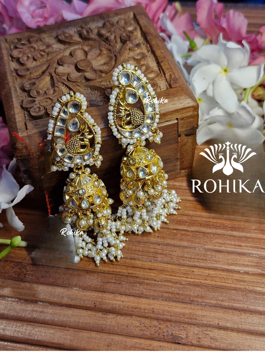 Parini pachhi kundan jhumka (PKJ006) - White