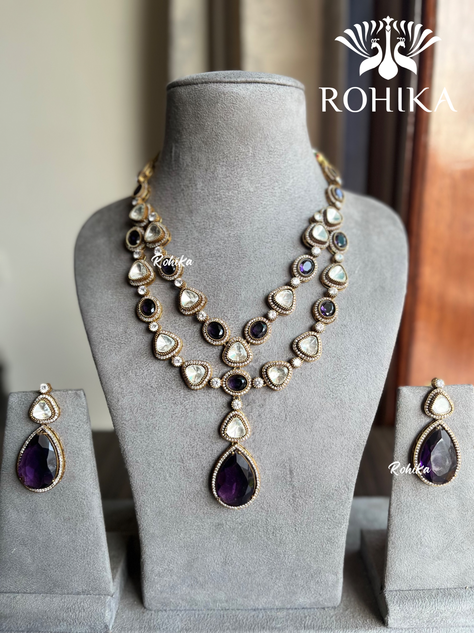 Elegant Multi Stone Evening Necklace Earrings Set – By Day Fashion