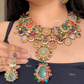 Saabya inspired fusion long necklace set (SS030) - Multi colour