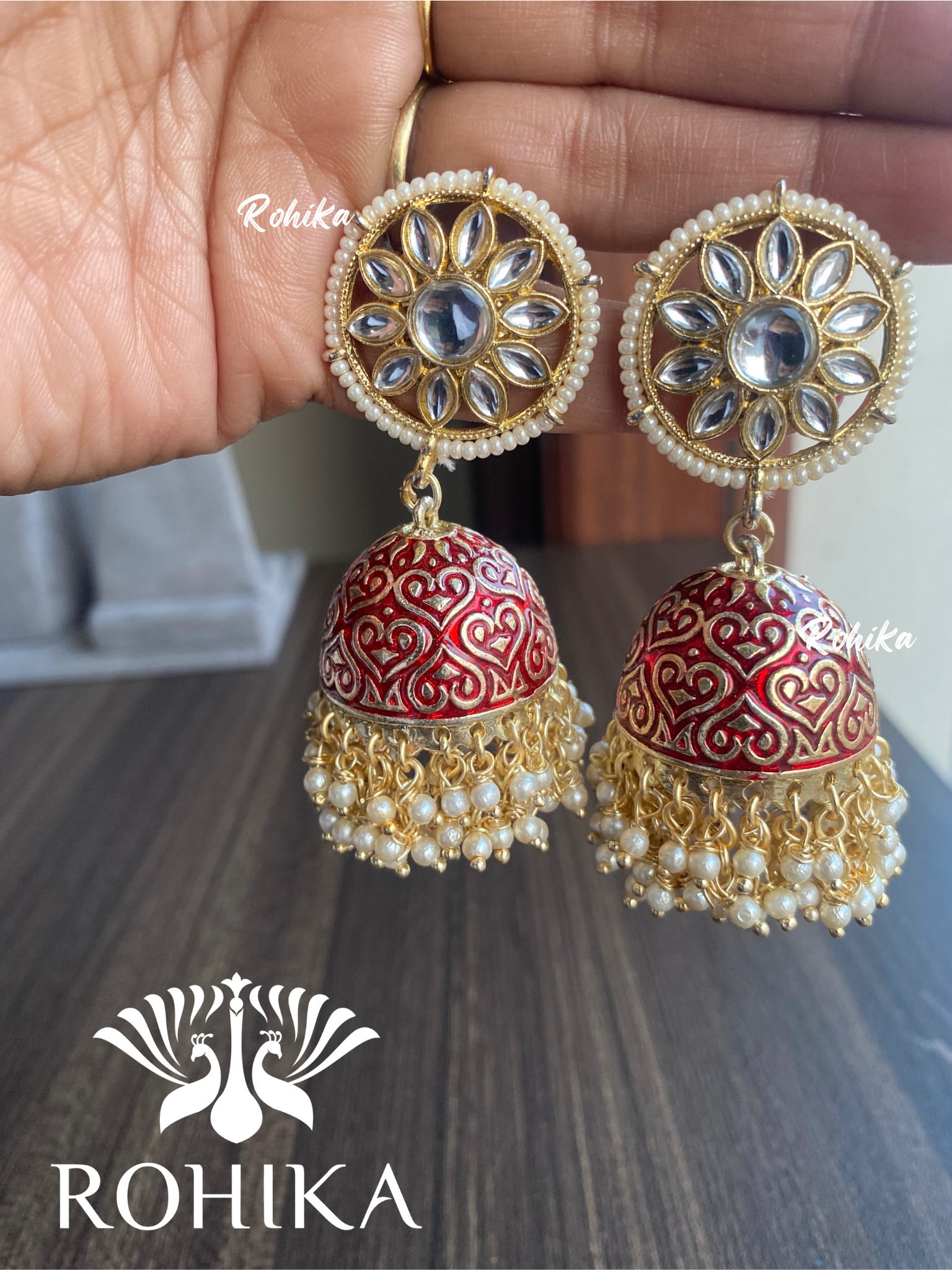 Bhoomi jhumka earnings-Red