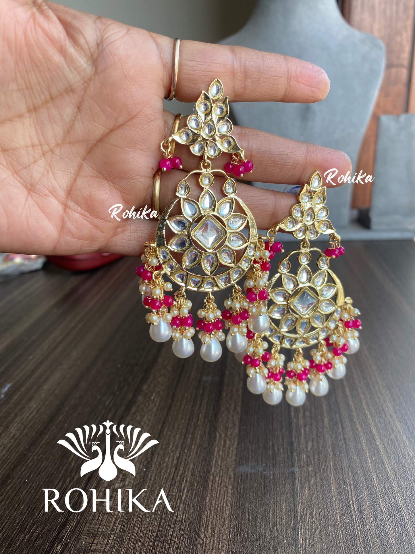 Neetu kundan earrings - pink