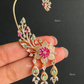 Aashvika American Diamond Earcuff Earrings - Mint Green And Pink