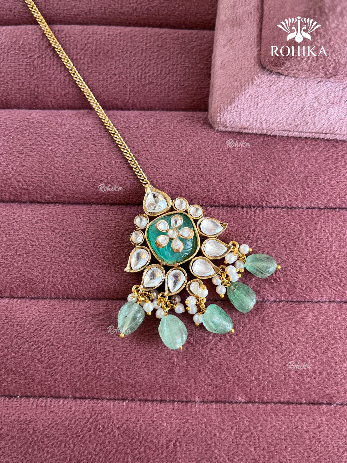 Polki kundan maangtikka (PLKM-083) - Mint Green