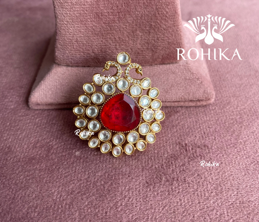 Angana polki kundan ring  (SG-028) - Dark green