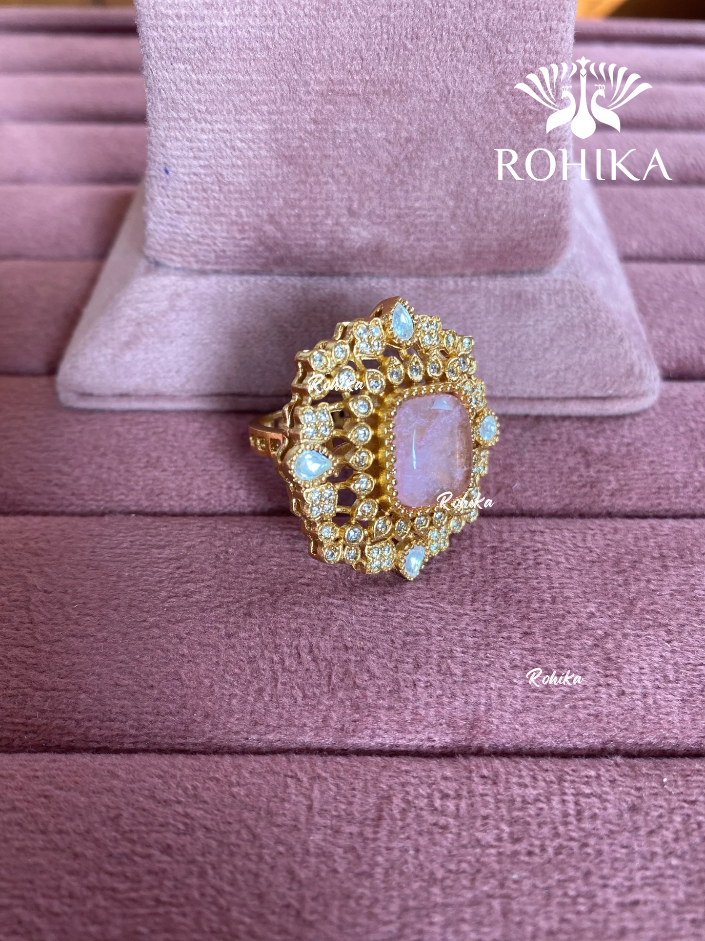 Angana polki kundan ring (SG-129) - Pink