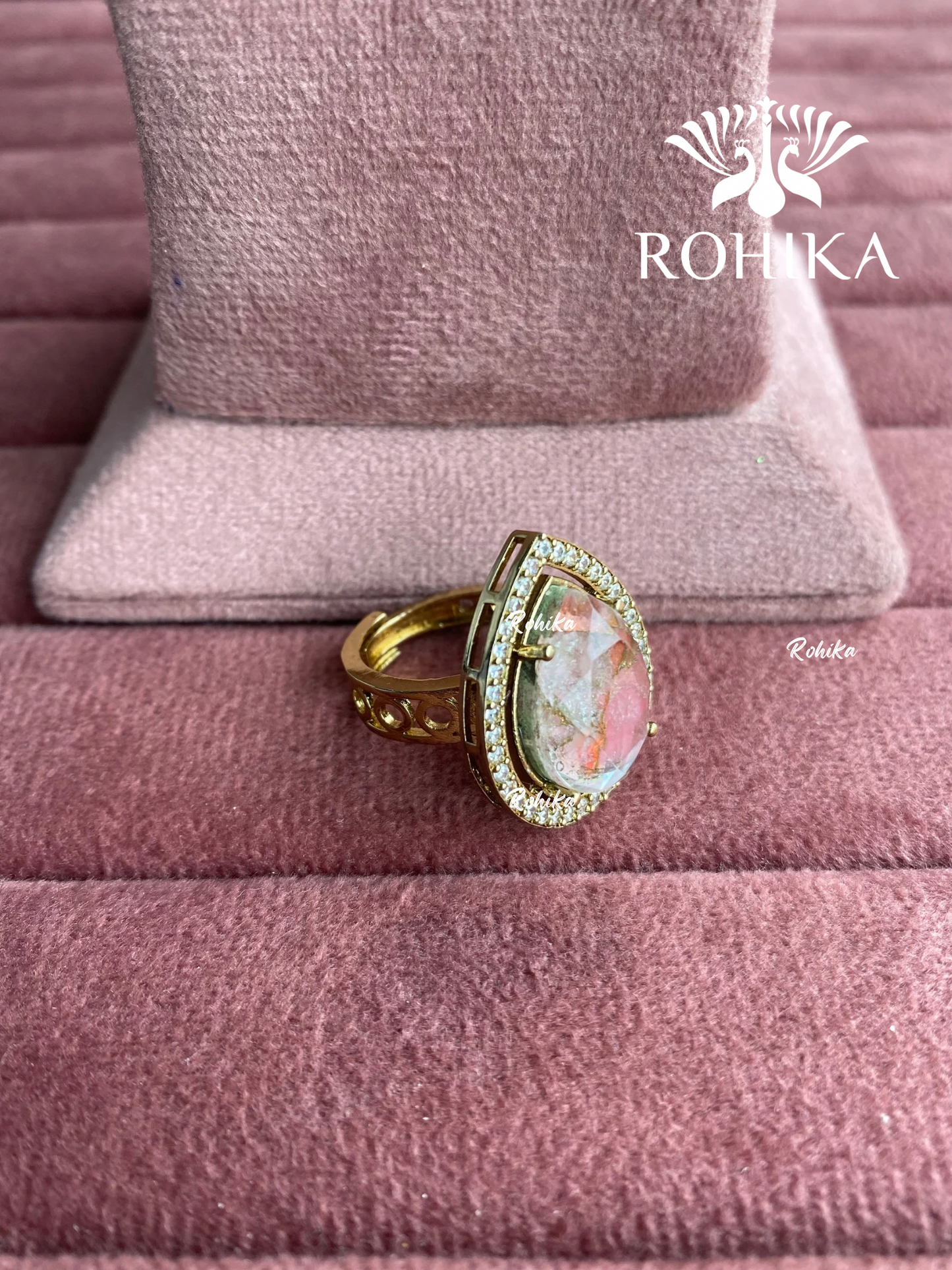 Angana polki kundan ring (SG-091) - Pink