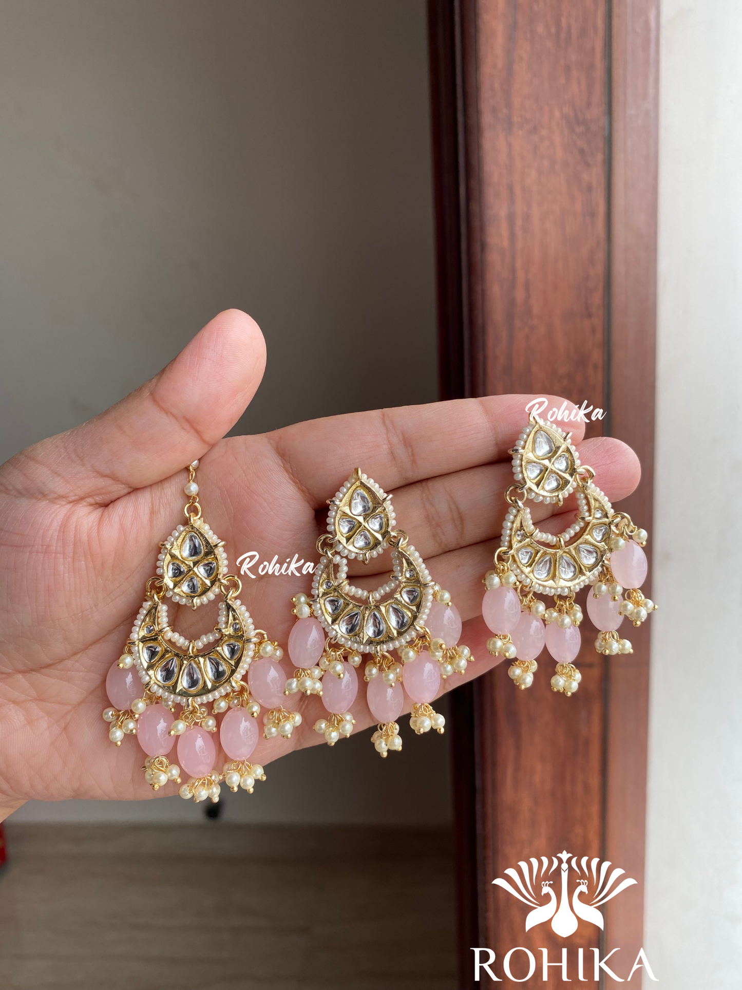 Palu tikka & earrings combo - pink