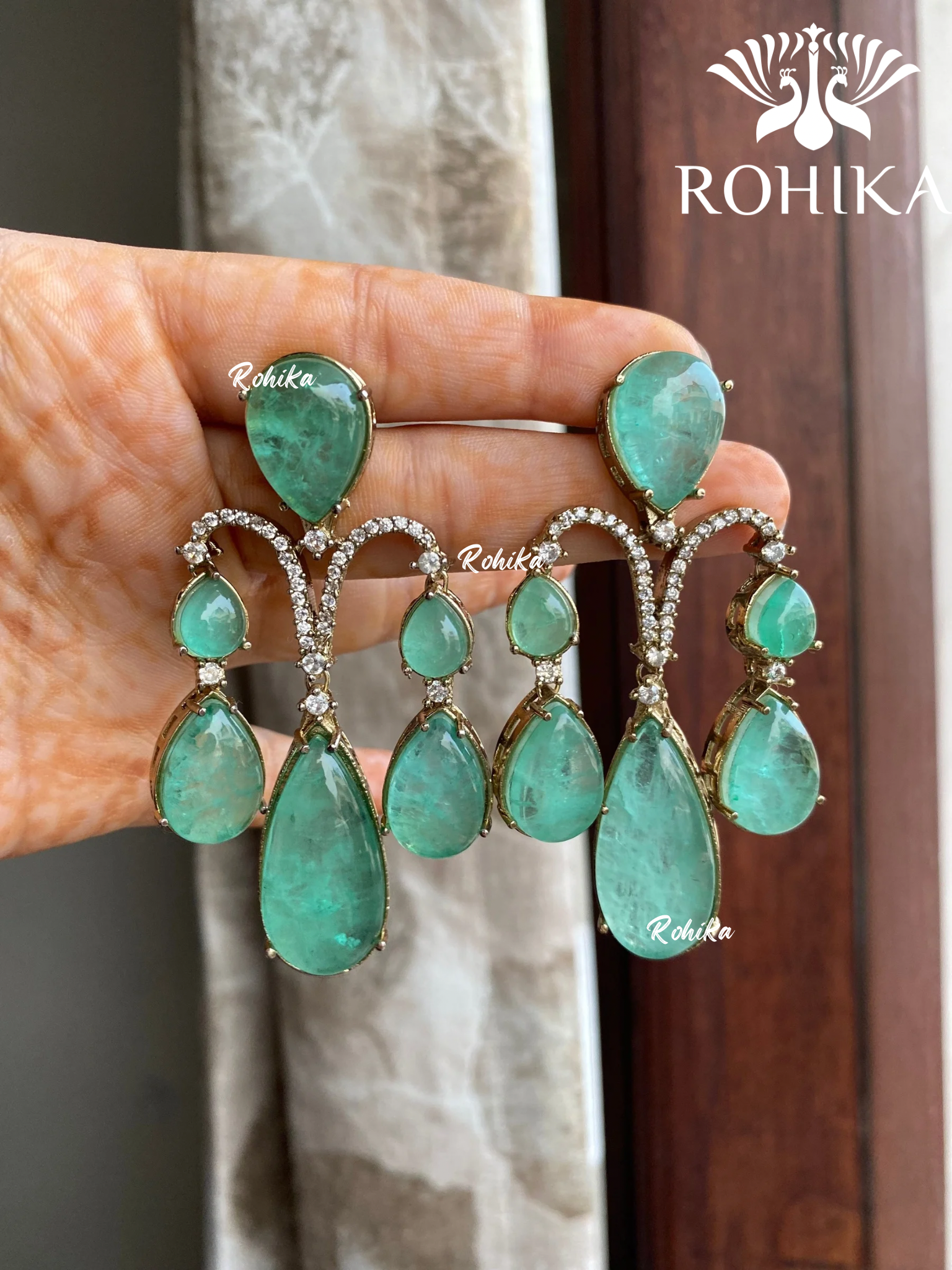 Pankh doublet earrings - Mint green