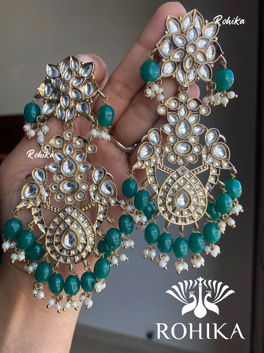 Anupama kundan earrings-Green