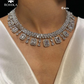 Aria american diamond necklace set -Sliver