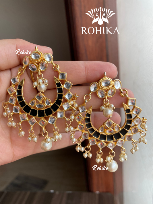 Kavita kundan earrings- Black