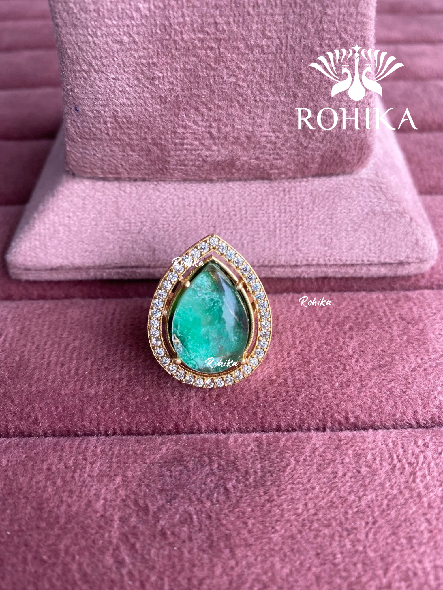 Angana polki kundan ring (SG-091) - Mint green 