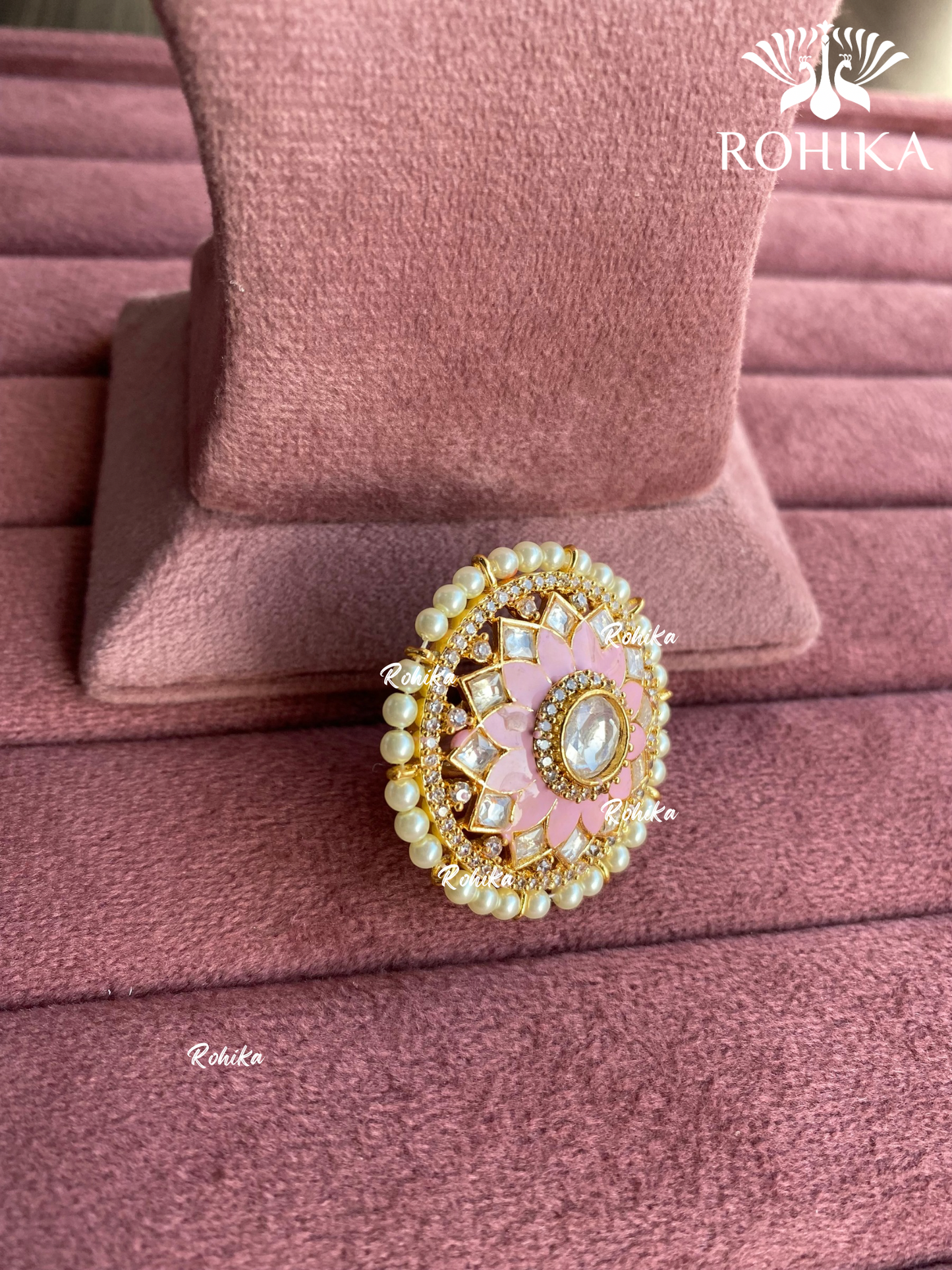 Angana polki kundan ring (SG-083) - Pink