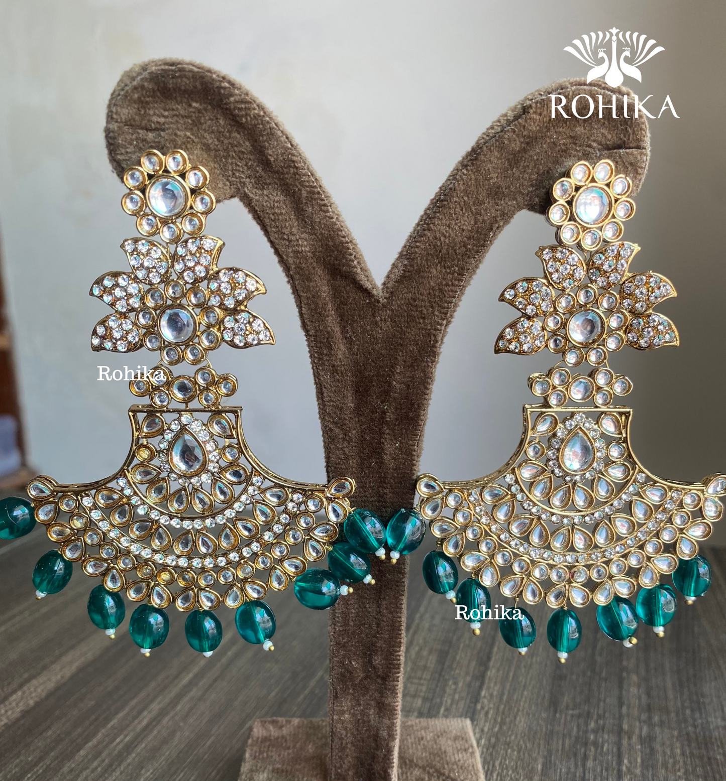 Sparkle chandbali earrings - Rama Green