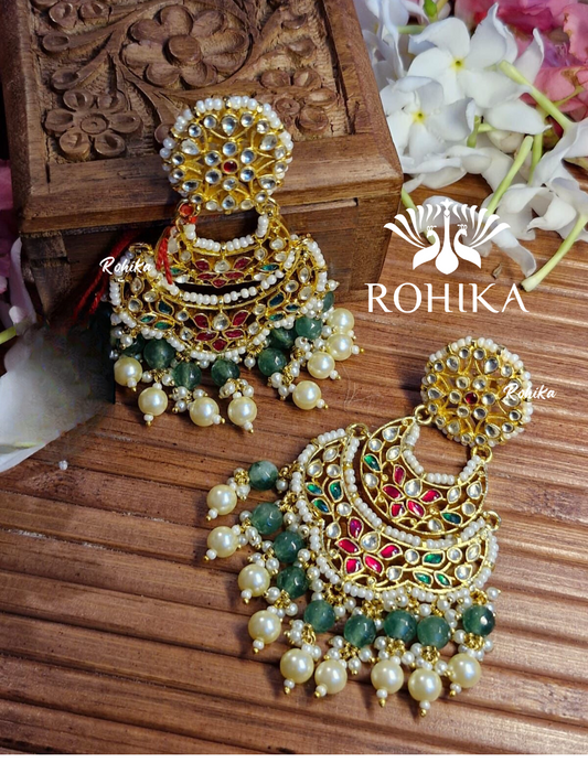 Parini pachhi kundan jhumka (PKJ004) - Green