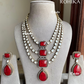 Kamya doublet stone moisinite necklace set - Red