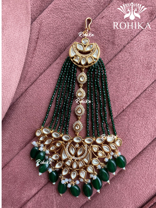 Bandini polki kundan passa /jhoomer (002) - Dark green