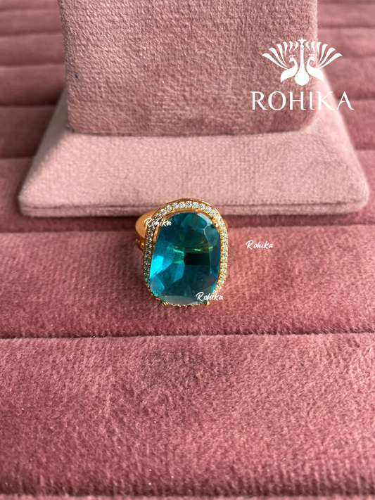 Angana polki kundan ring (SG-093) - Blue