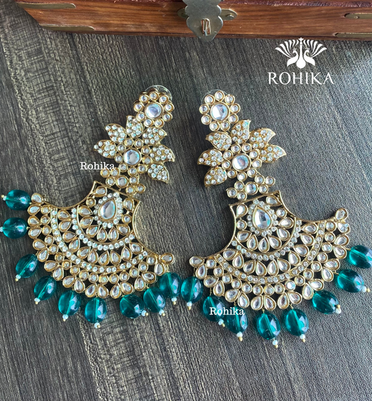 Sparkle chandbali earrings - Rama Green