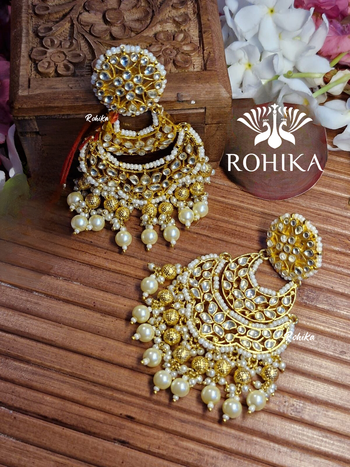 Parini pachhi kundan jhumka (PKJ004) - White