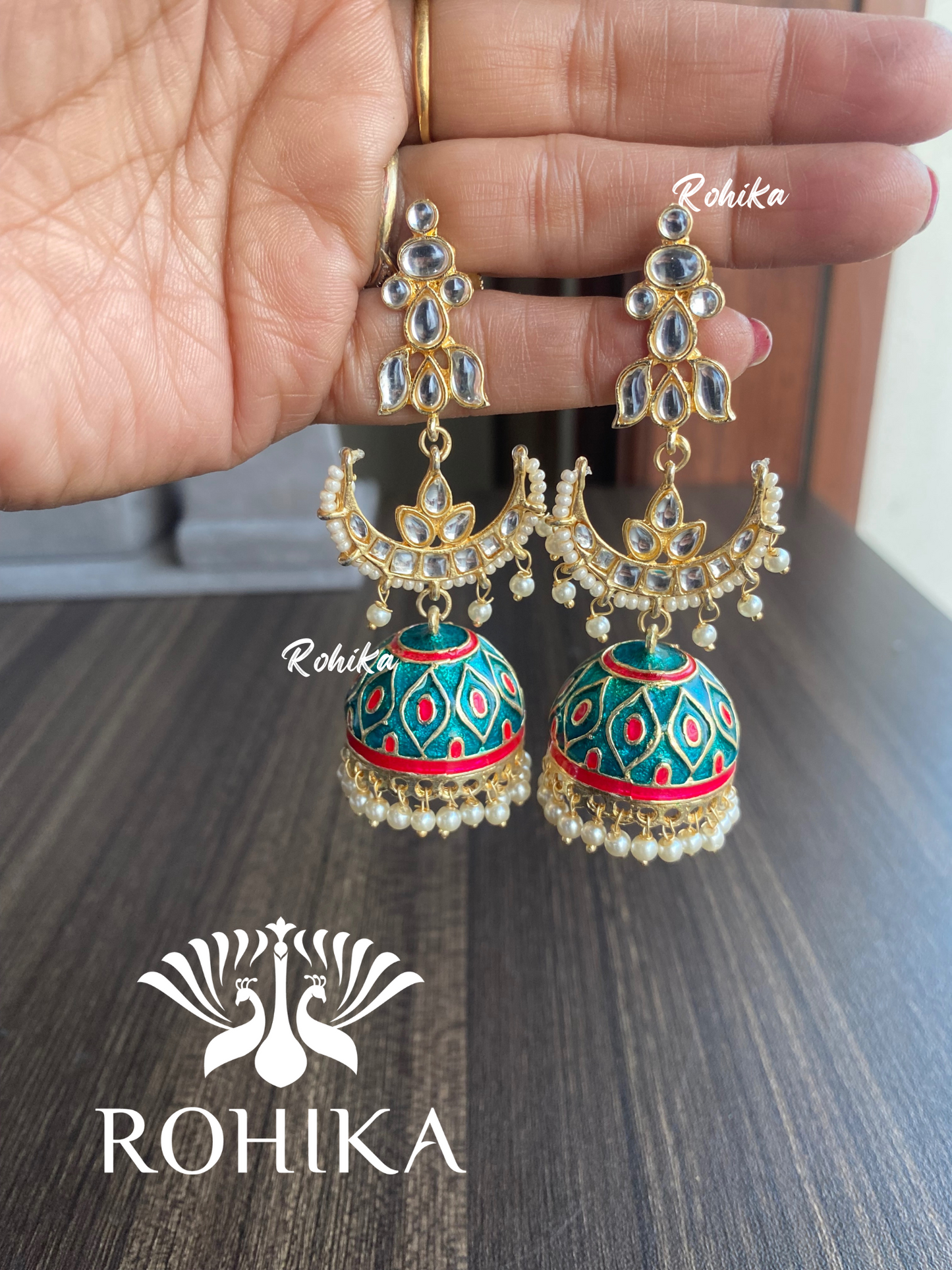 Rohani jhumka earnings-Green 