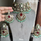 Apeksha Polki Kundan Necklace Set - Mint green