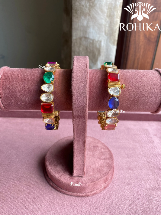 Preeti moisinite kundan kada/bangles - Multi color