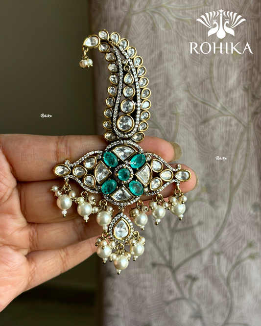 Moisanite kundan kalgi (NK-007) - Mint Green