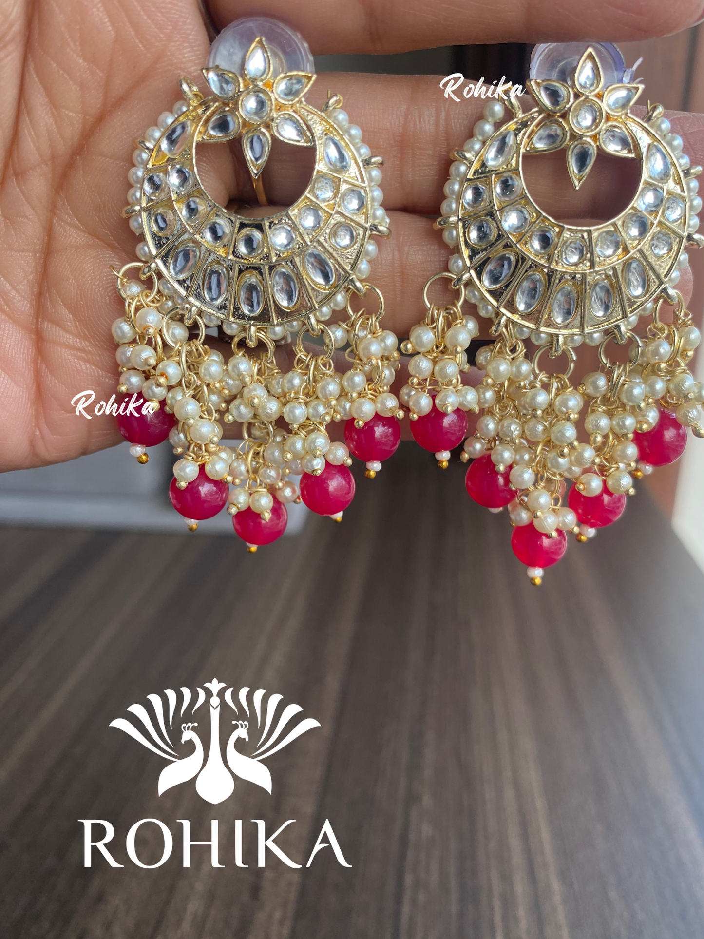 Pooja beautiful earrings-Pink