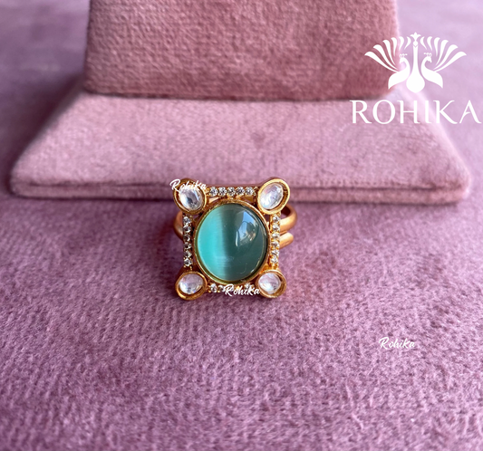 Angana polki kundan ring  (SG-024) - Mint green