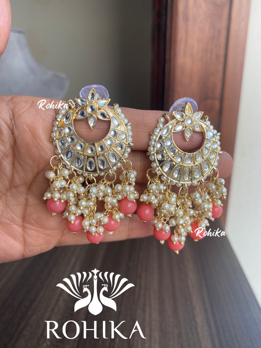 Pooja beautiful earrings-Peach