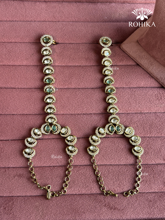 Polki kundan haathphool (HP019) - Mint Green