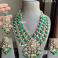 Urvi triple layer polki kundan necklace set - Dark Green