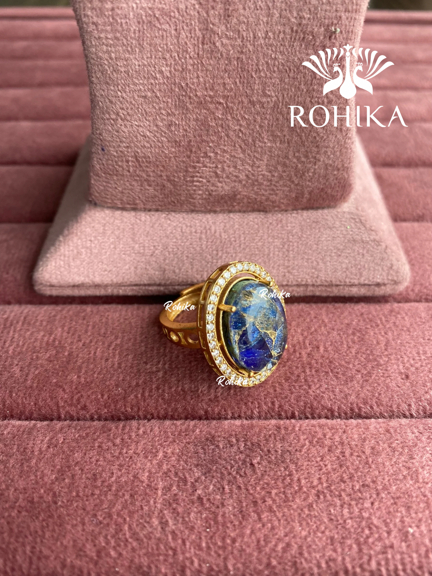 Angana polki kundan ring (SG-090) - Blue